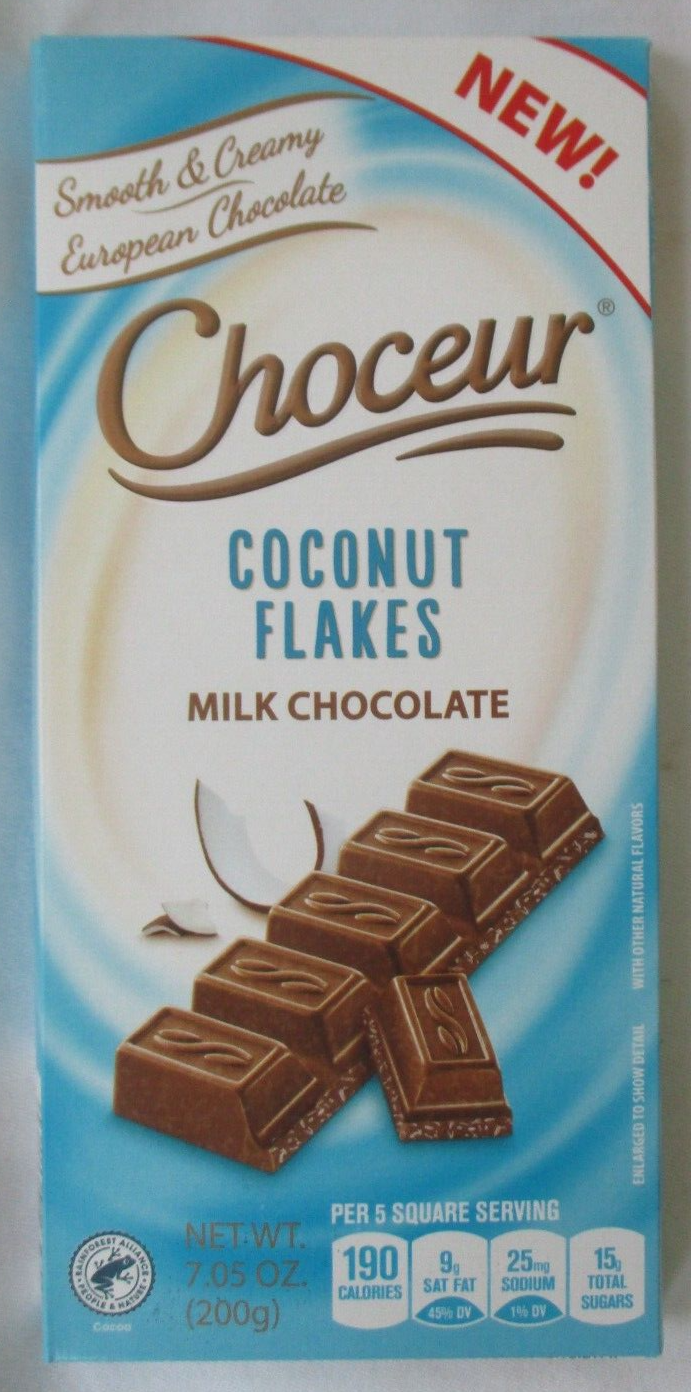 2 BARS CHOCEUR COCONUT FLAKES MILK CHOCOLATE 7.05OZ BAR is not halal