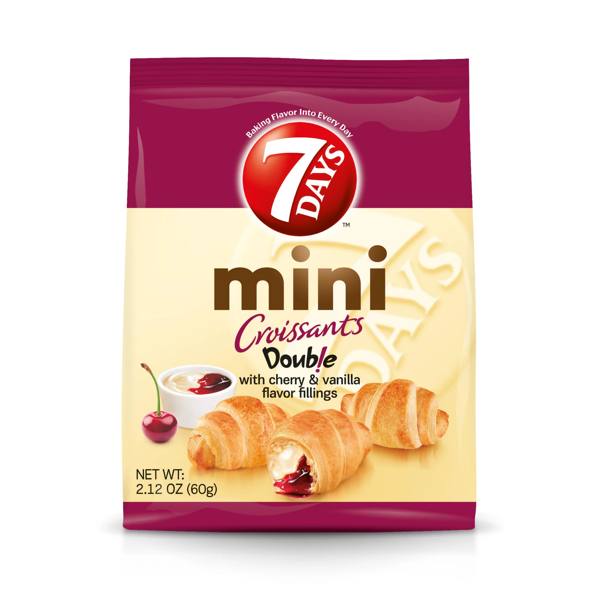 7 Days Mini Croissant Pouches, Cherry & Vanilla Filling (Pack of