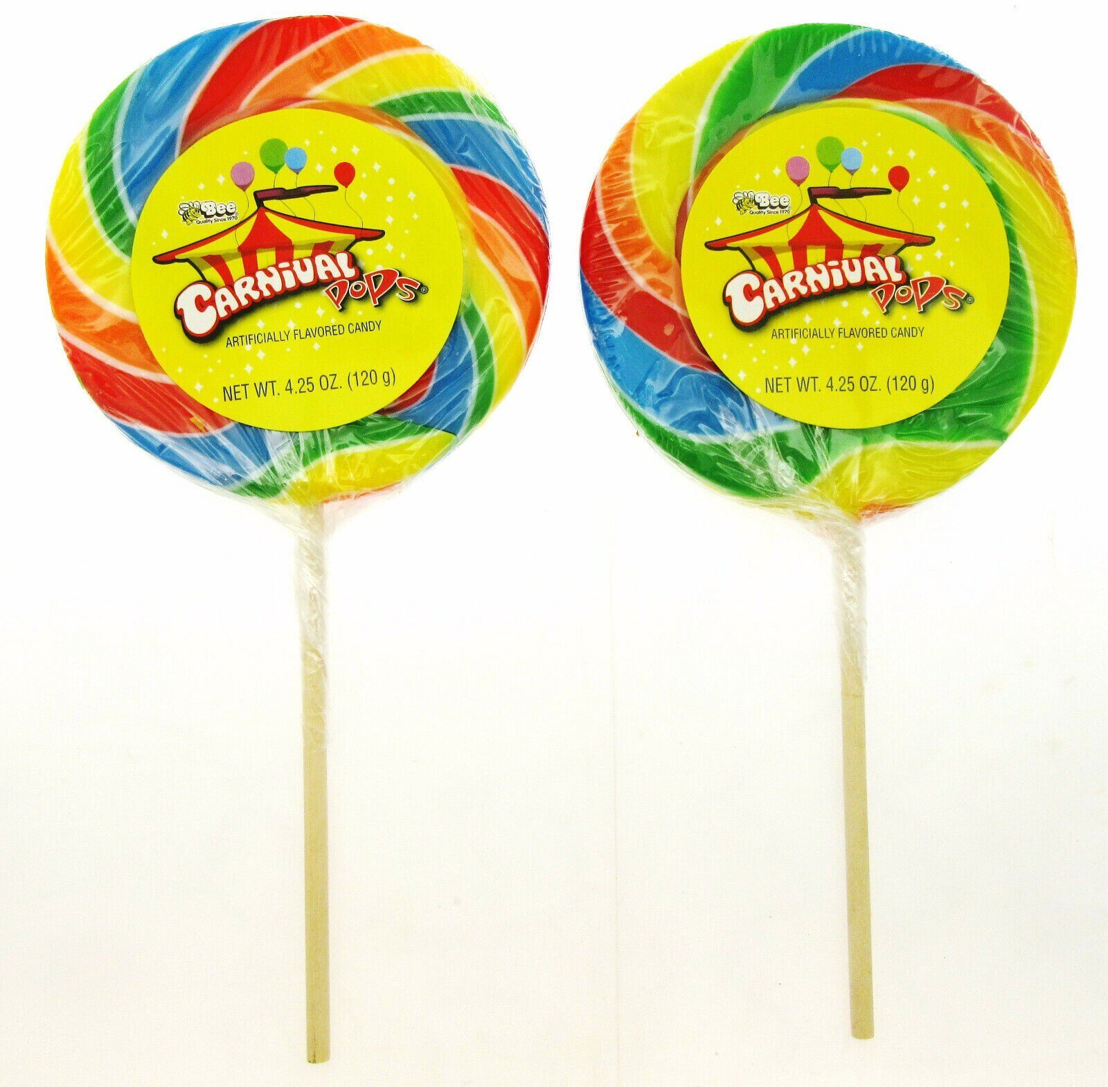 Carnival Pops Spiral Stripped Lollipop Sucker 4.25 Oz. Candy is