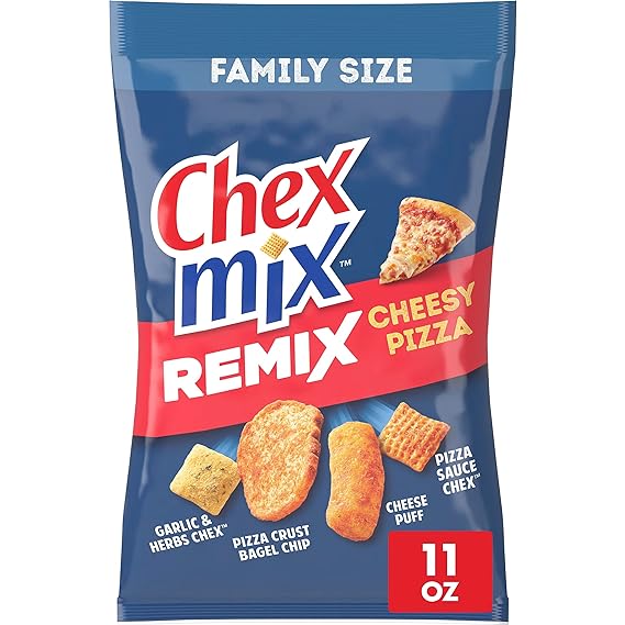 Chex Mix Snack Mix, Remix Cheesy Pizza, Savory Snack Bag, 11 oz is