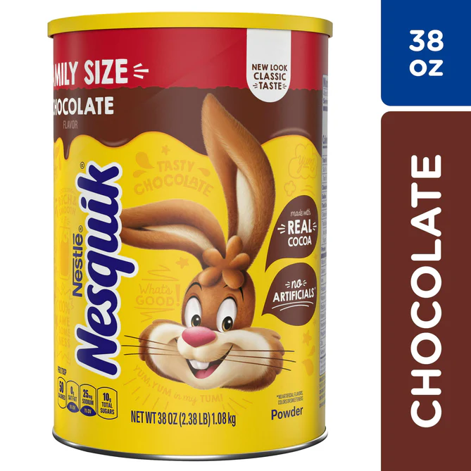 Nestle Nesquik Chocolate Flavor Powder Drink Mix Canister 38 Oz Can Is