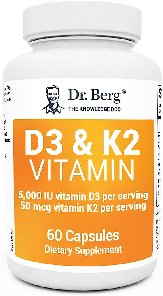 Dr. Berg D3 K2 Vitamin 5000 IU w/MCT Oil Includes 50 mcg MK7 Vitamin