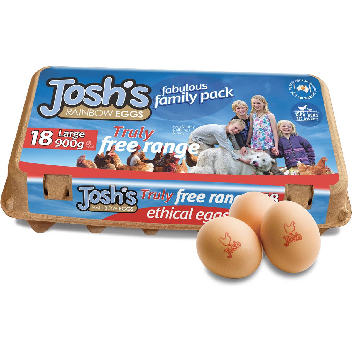 Josh's ethical eggs, Josh's Rainbow Josh's Rainbow 18 Large Free Range Eggs  900g is halal suitable | Halal Check