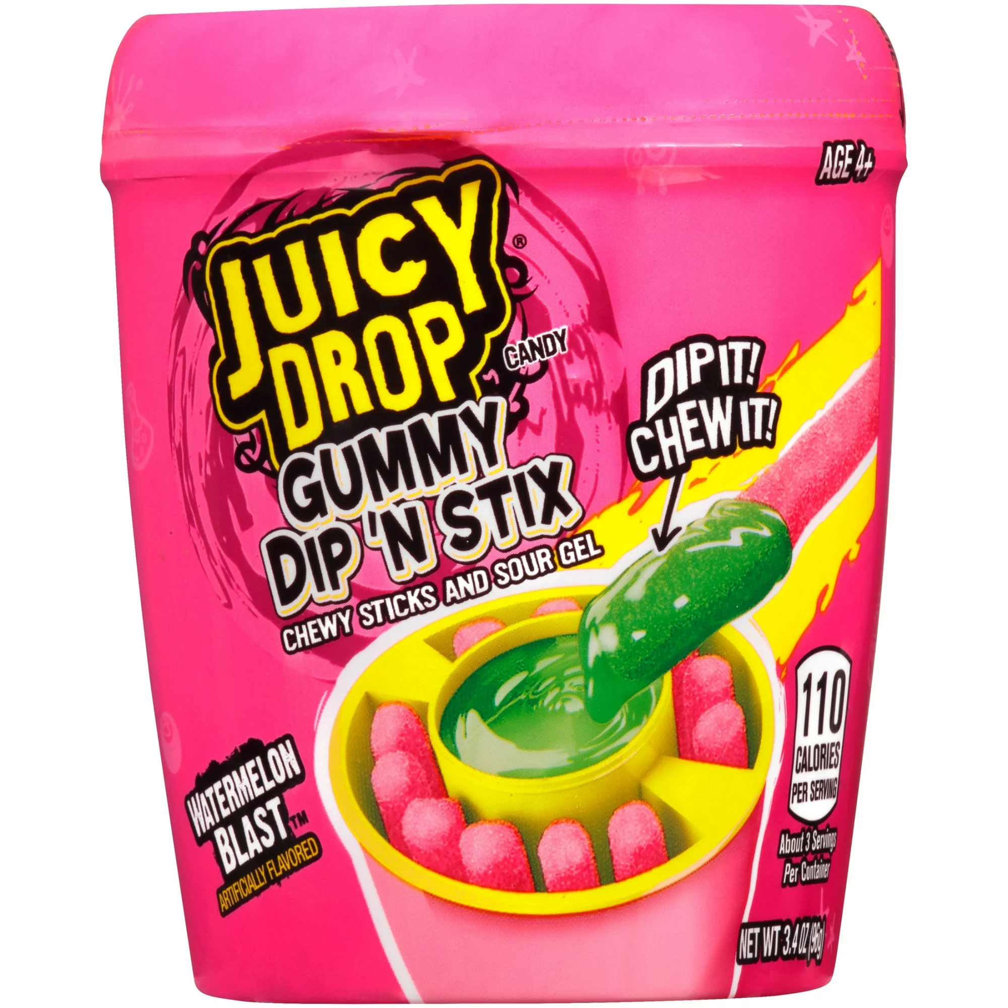Juicy Drop Gummies Dip N Stix, Gummy Candy, Watermelon Blast flavour 3.4 oz is not halal Halal