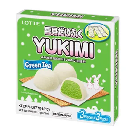 Lotte Yukimi Mochi Ice Cream Green Tea (9P) 270Ml is not Halal
