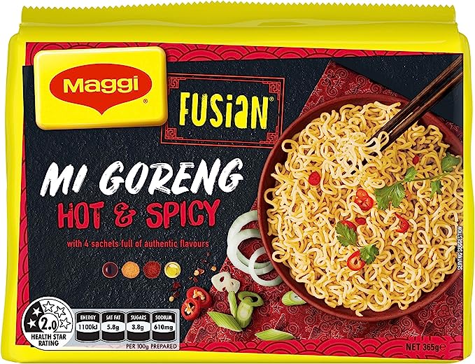 Maggi, Nestle MAGGI FUSIAN Noodles Mi Goreng Hot & Spicy Flavour is