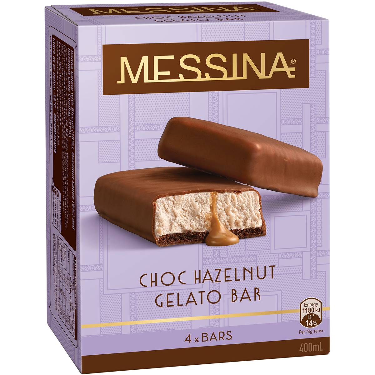 Messina Choc Hazelnut Gelato Bar 4 Pack