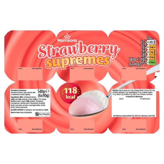 Morrisons Strawberry Supreme Desserts 6 x 90g is not Halal