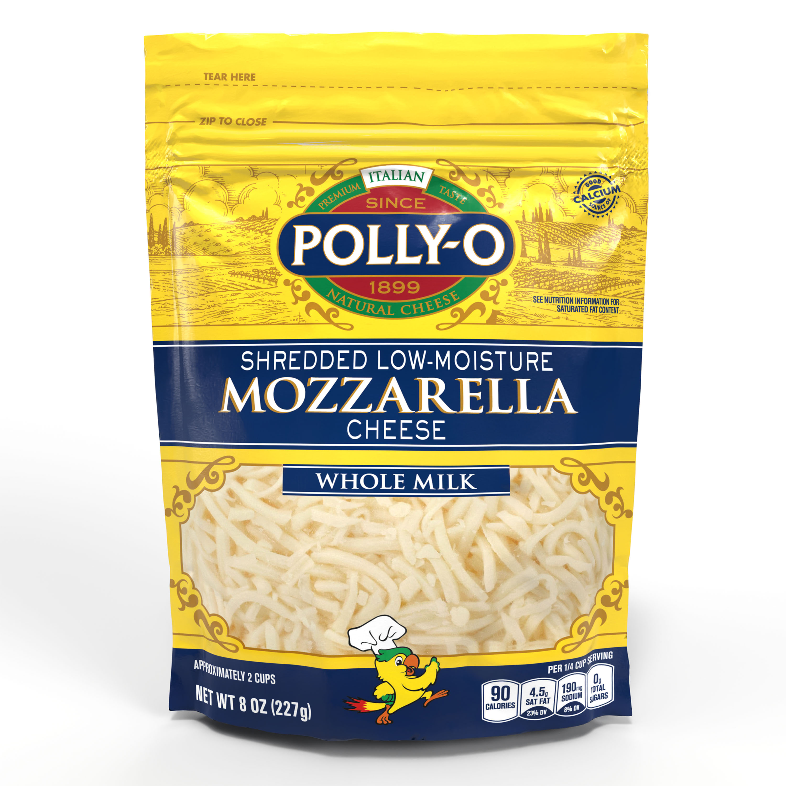 POLLY O LOW MOISTURE WHOLE MILK MOZZARELLA SHREDDED, 8 OZ. BAG is not