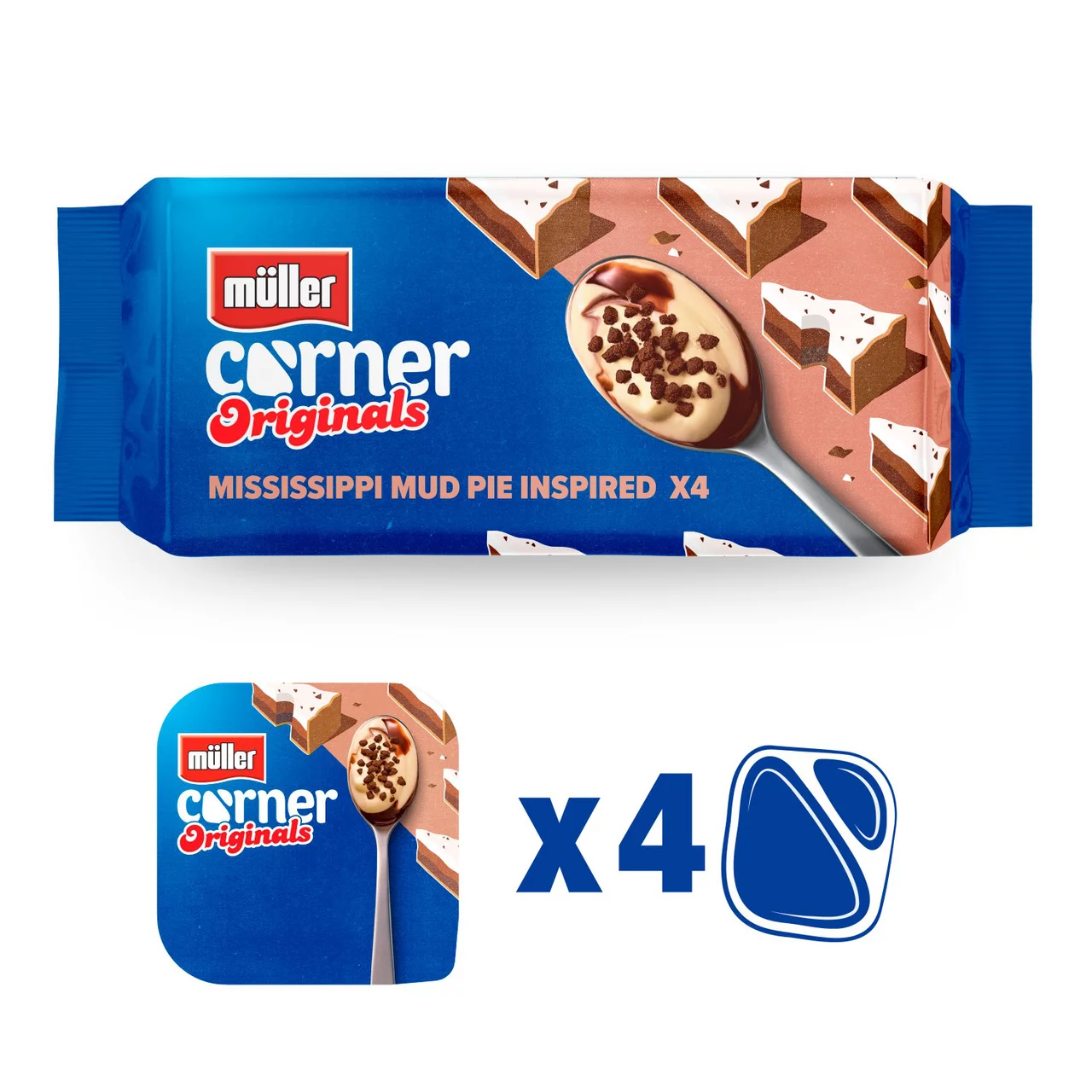 Muller Corner Originals Mississippi Mud Pie Yogurt 4 x 124g is