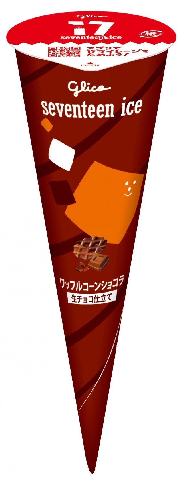 アイス GLICO Seventeen Ice Cream Waffle Cone Chocolat Made with Raw