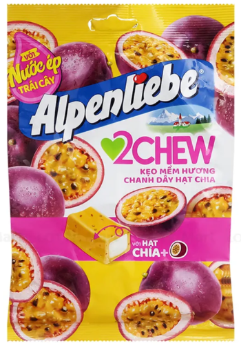 Alpenliebe 2Chew Soft Candy Passion Fruit and Chia Seeds 87.5g is