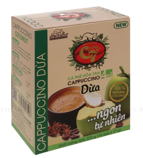 C7 Golden Weasel Coconut Cappuccino Instant Coffee Box 272g is
