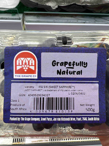 The Grape Co. Grapefully Natural Sweet Sapphire 500g is Halal